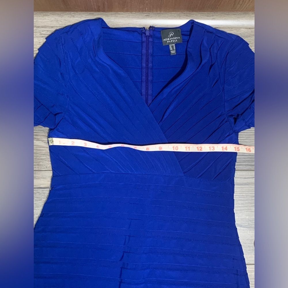 Adrianna Papell Women's Size EU 42 3/4 Sleeves Blue Midi Formal Sheath Dress - Picture 9 of 9